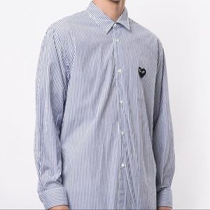CDG PLAY Logo-Patch Striped Shirt